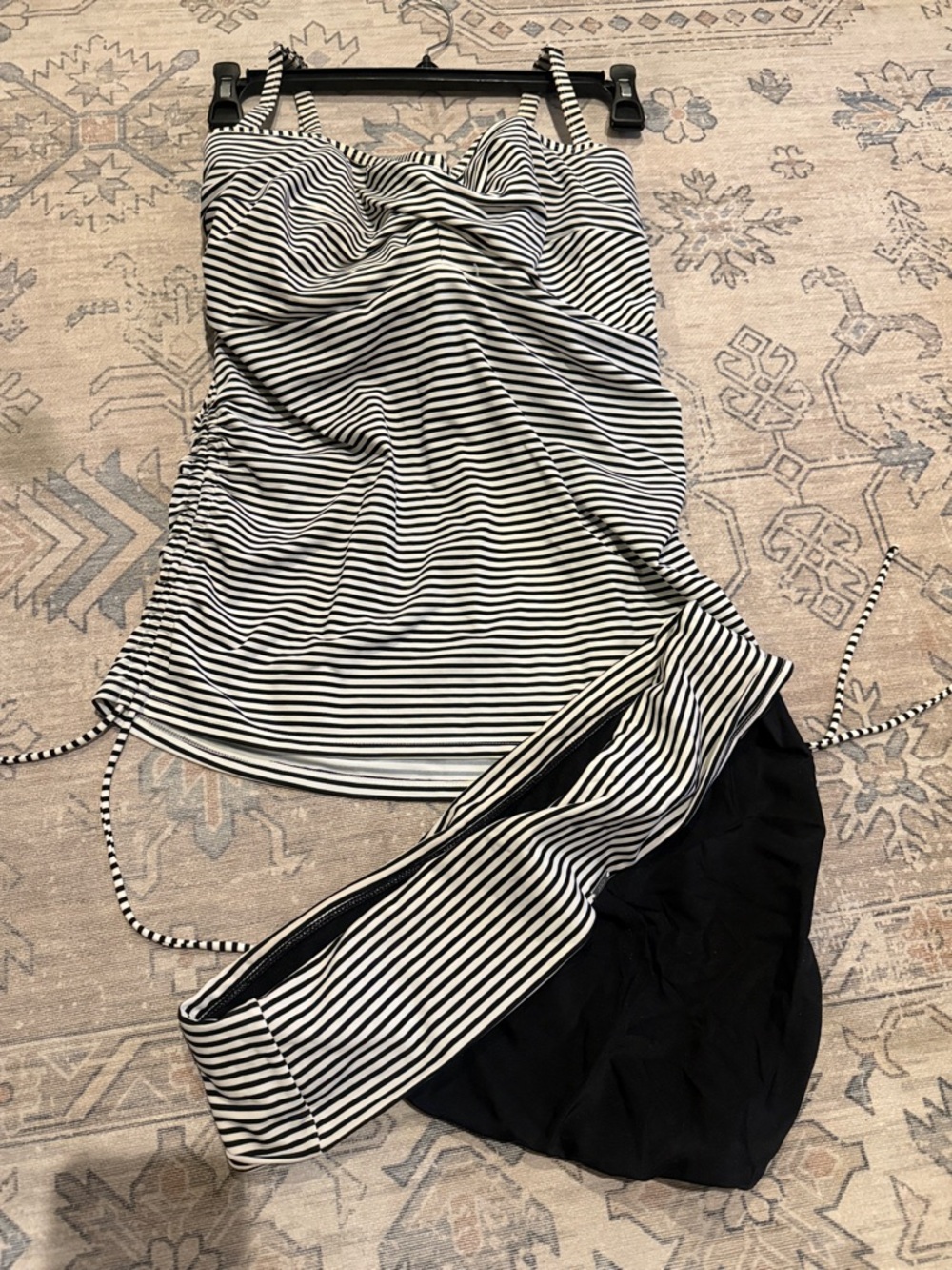 Panache Anya Women’s Black & White Striped Bandeau Tankini - Picture 2 of 5